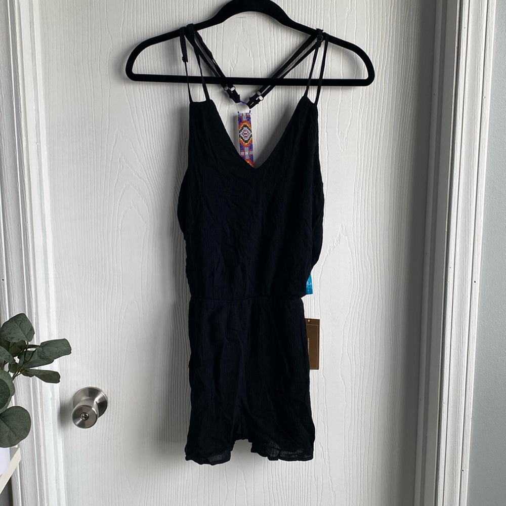 Francesca’s Black Bohemian Romper with Beaded Back